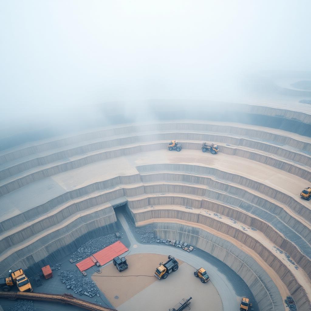 Aerial view of open-pit mining operation